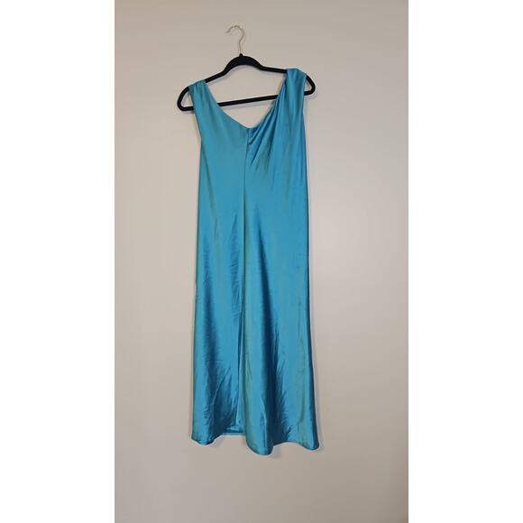 Jason Wu Turquoise Satin Sleeveless Midi Dress Size M - Picture 2 of 4